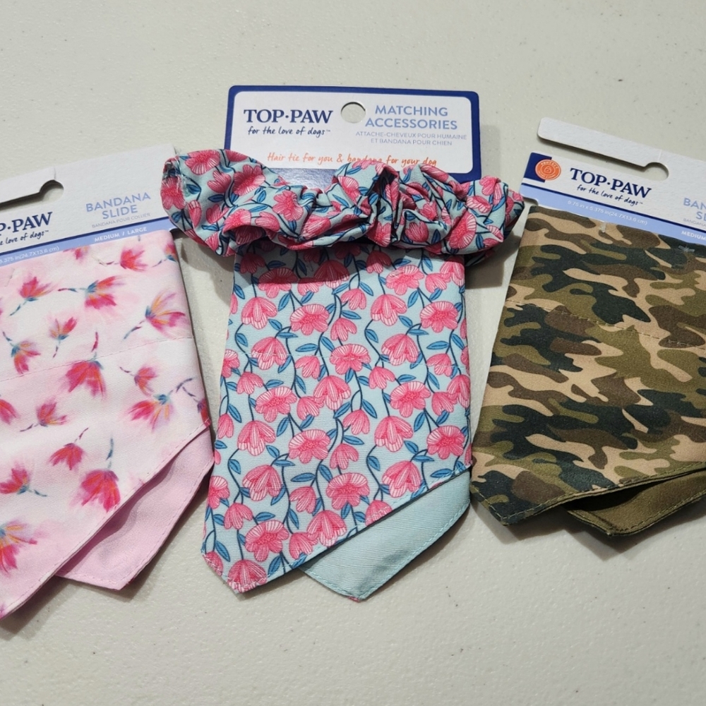 Top Paw Bandana Slides/Accessories for Dogs, Bundle, MD/LG
